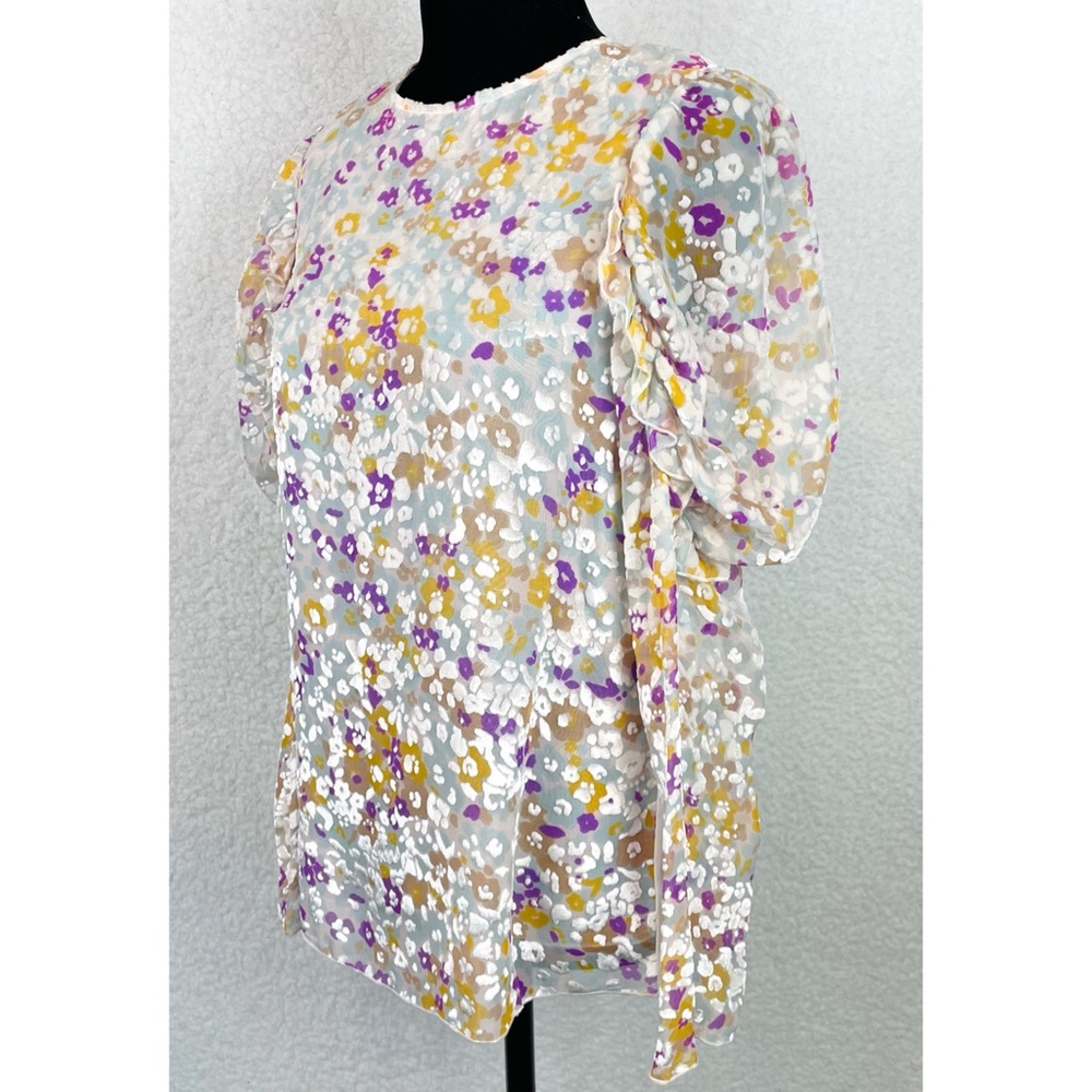 SEE BY CHLOÉ • Multi Floral Velvet Burnout Ruffle Long Sleeve Silk Blouse, 2 - Picture 9 of 16